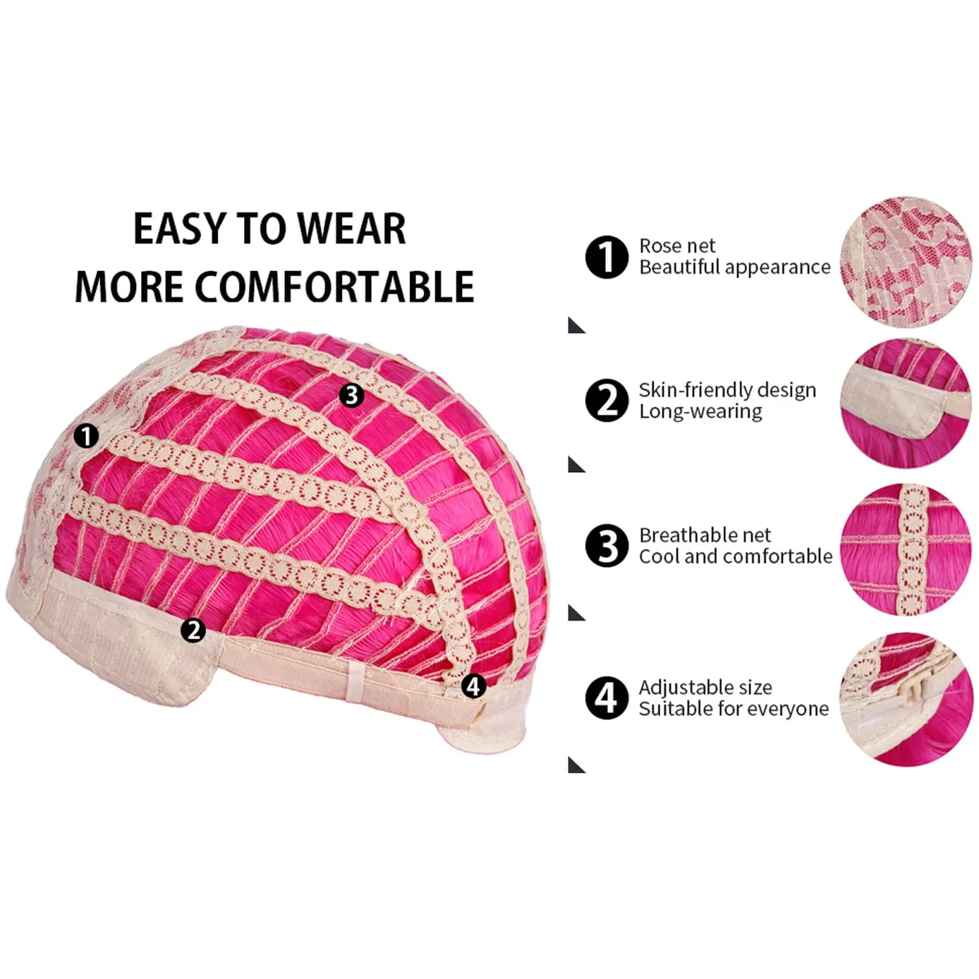 BERON Pink Wigs for Women Silky Long Straight Girls Wig Hot Pink Women and Girls Wigs Magenta Heat Resistant Synthetic for Cosplay Party or Daily Use