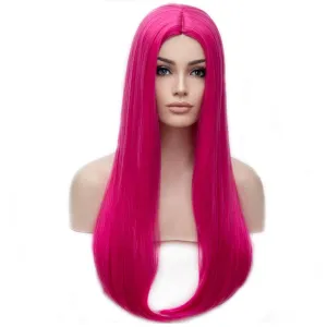 BERON Pink Wigs for Women Silky Long Straight Girls Wig Hot Pink Women and Girls Wigs Magenta Heat Resistant Synthetic for Cosplay Party or Daily Use