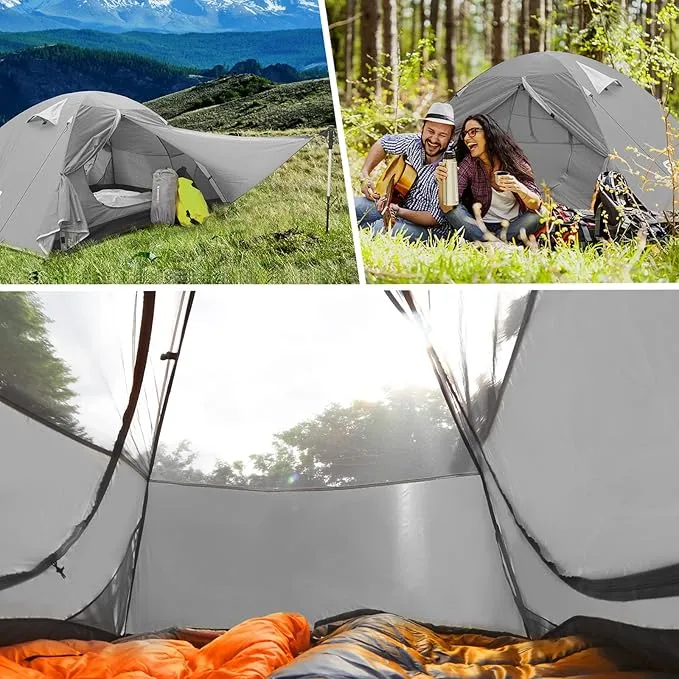 Bessport Camping Tent 1/2/3/4 Person Tent Waterproof Two Doors Backpacking Tent Easy Setup Lightweight for Outdoor, Hiking Mountaineering Travel