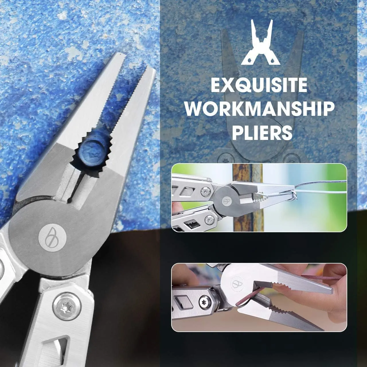 BIBURY 21-in-1 Multitool Pliers, Multi-Purpose Pocket Knife Pliers with Screwdriver Sleeve, 420 Foldable Stainless Steel Safety Locking Design Multi-tool for Survival, Camping, Fishing and Home Repair