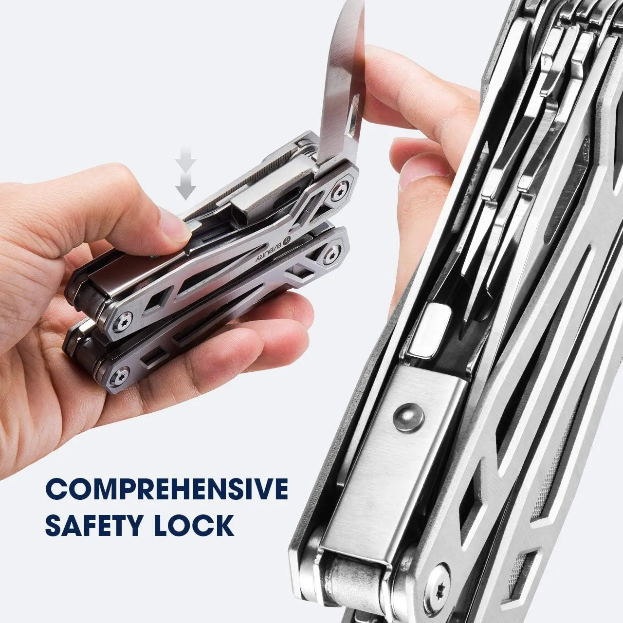 BIBURY 21-in-1 Multitool Pliers, Multi-Purpose Pocket Knife Pliers with Screwdriver Sleeve, 420 Foldable Stainless Steel Safety Locking Design Multi-tool for Survival, Camping, Fishing and Home Repair