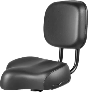 Bicycle Seat with Backrest - Extra Wide Ergonomic Design, Adjustable Back Cushion - High Elastic Leather Material - Ideal Replacement Seat for eBikes, Tricycles, and Large Bikes