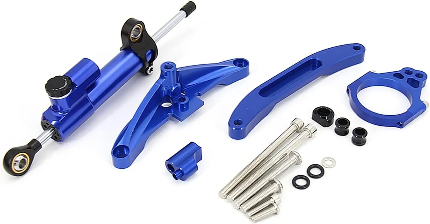 BIK Stabilizer Linear Dampers Mounting Support For Yamaha FZ1 FAZER Motorcycle CNC Aluminum Steering Damper Bracket Set (Color : A Titanium)