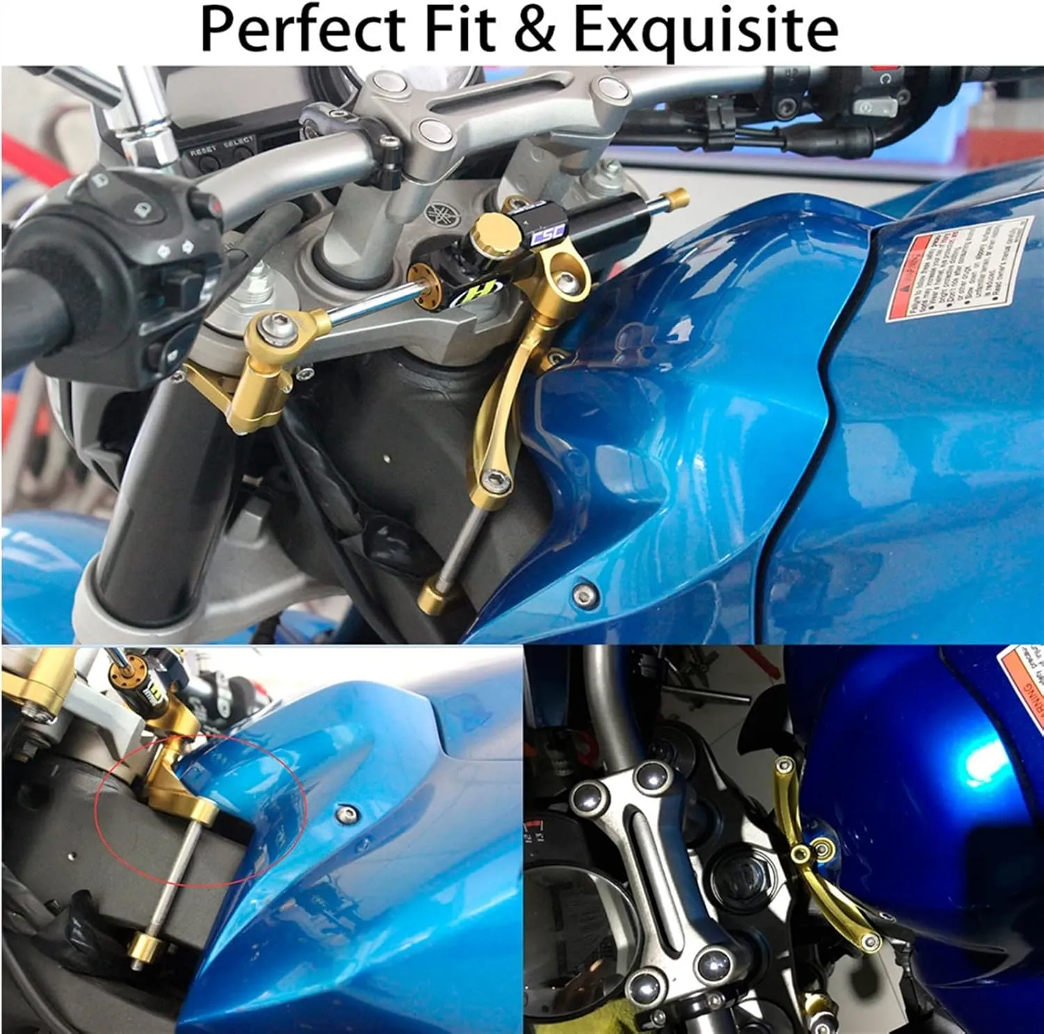 BIK Stabilizer Linear Dampers Mounting Support For Yamaha FZ1 FAZER Motorcycle CNC Aluminum Steering Damper Bracket Set (Color : A Titanium)