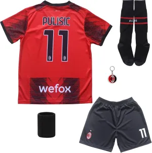 BIRDBOX Youth Sportswear Milan Christian Pulisic 11 Kids Home Red Soccer Jersey/Shorts Bag Keychain Football Socks Set