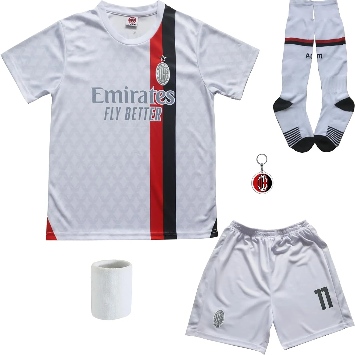 BIRDBOX Youth Sportswear Milan Christian Pulisic 11 Kids Home Red Soccer Jersey/Shorts Bag Keychain Football Socks Set