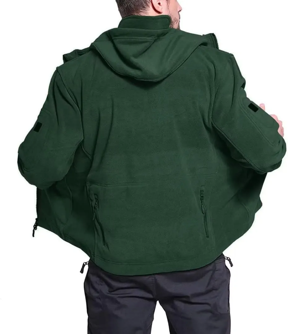 BIYLACLESEN Men's Winter Fleece Jackets Hooded Warm Military Tactical Coats Sport Outdoor Fleece Jacket Coats