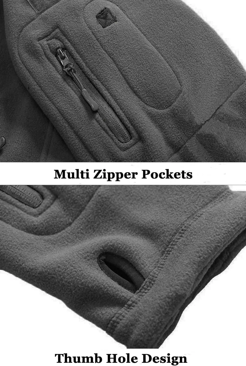 BIYLACLESEN Men's Winter Fleece Jackets Hooded Warm Military Tactical Coats Sport Outdoor Fleece Jacket Coats