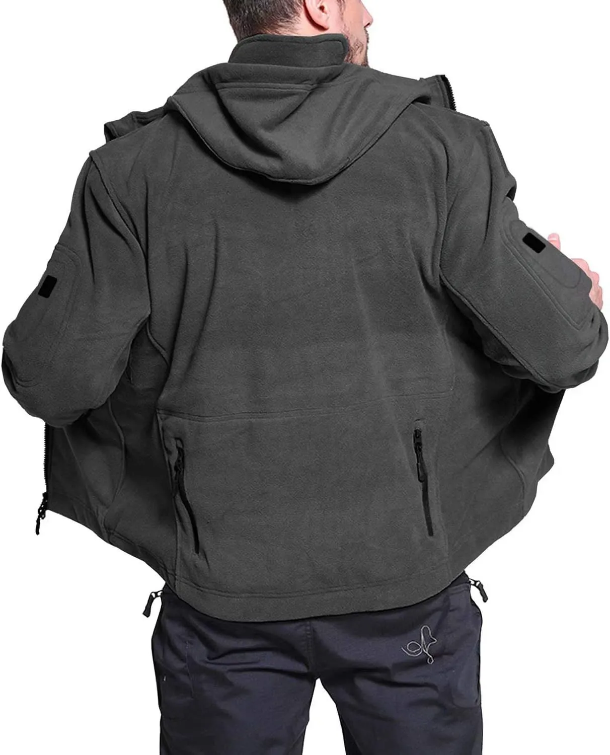 BIYLACLESEN Men's Winter Fleece Jackets Hooded Warm Military Tactical Coats Sport Outdoor Fleece Jacket Coats