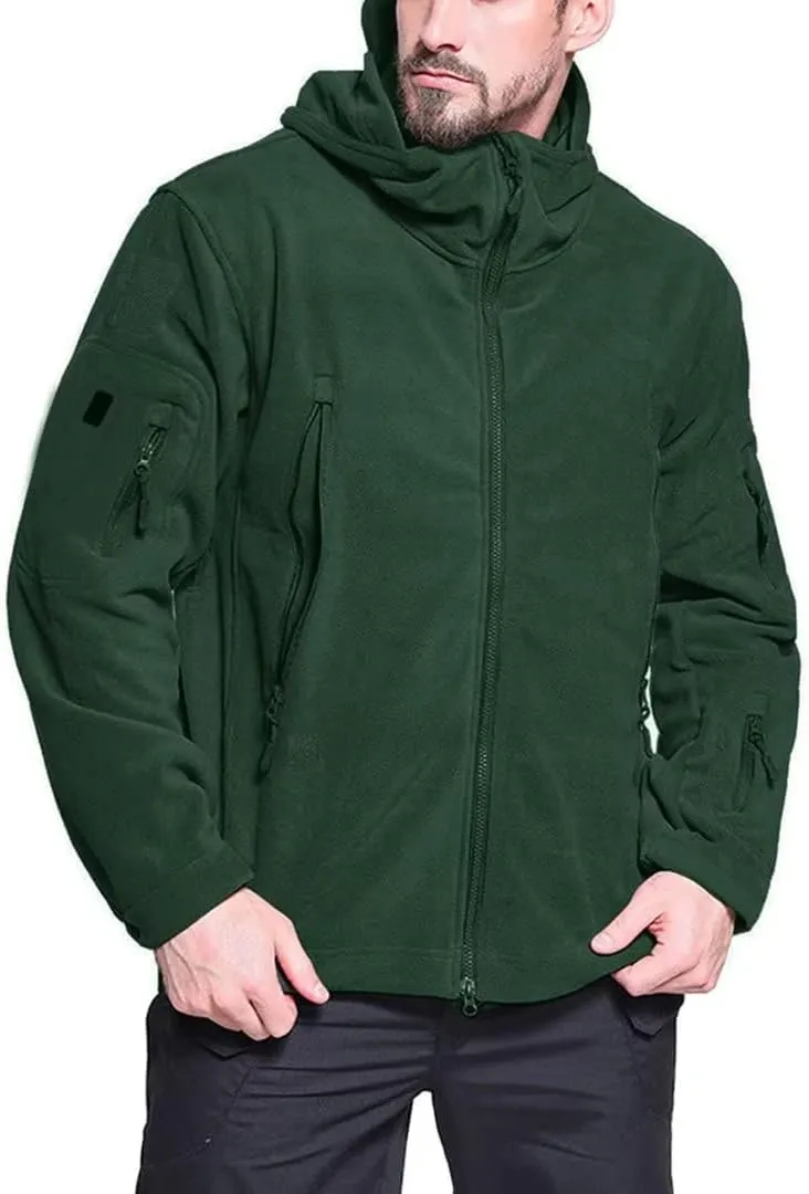 BIYLACLESEN Men's Winter Fleece Jackets Hooded Warm Military Tactical Coats Sport Outdoor Fleece Jacket Coats