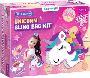 Bloomingo Art & Craft Kit - Unicorn Sling Bag: DIY Unicorn Craft Kit; Sewing Kit for Kids Aged 4-8; Modern Multicolor Design; Non-Foldable