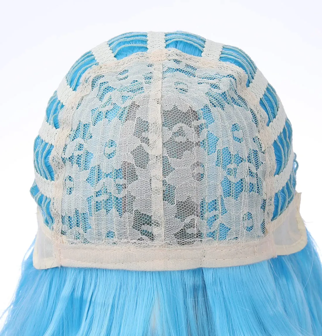 Blue Wig for Women Short Wavy Sky Blue Bob Wig with Bangs Women Girls Heat Resistant Synthetic Wigs