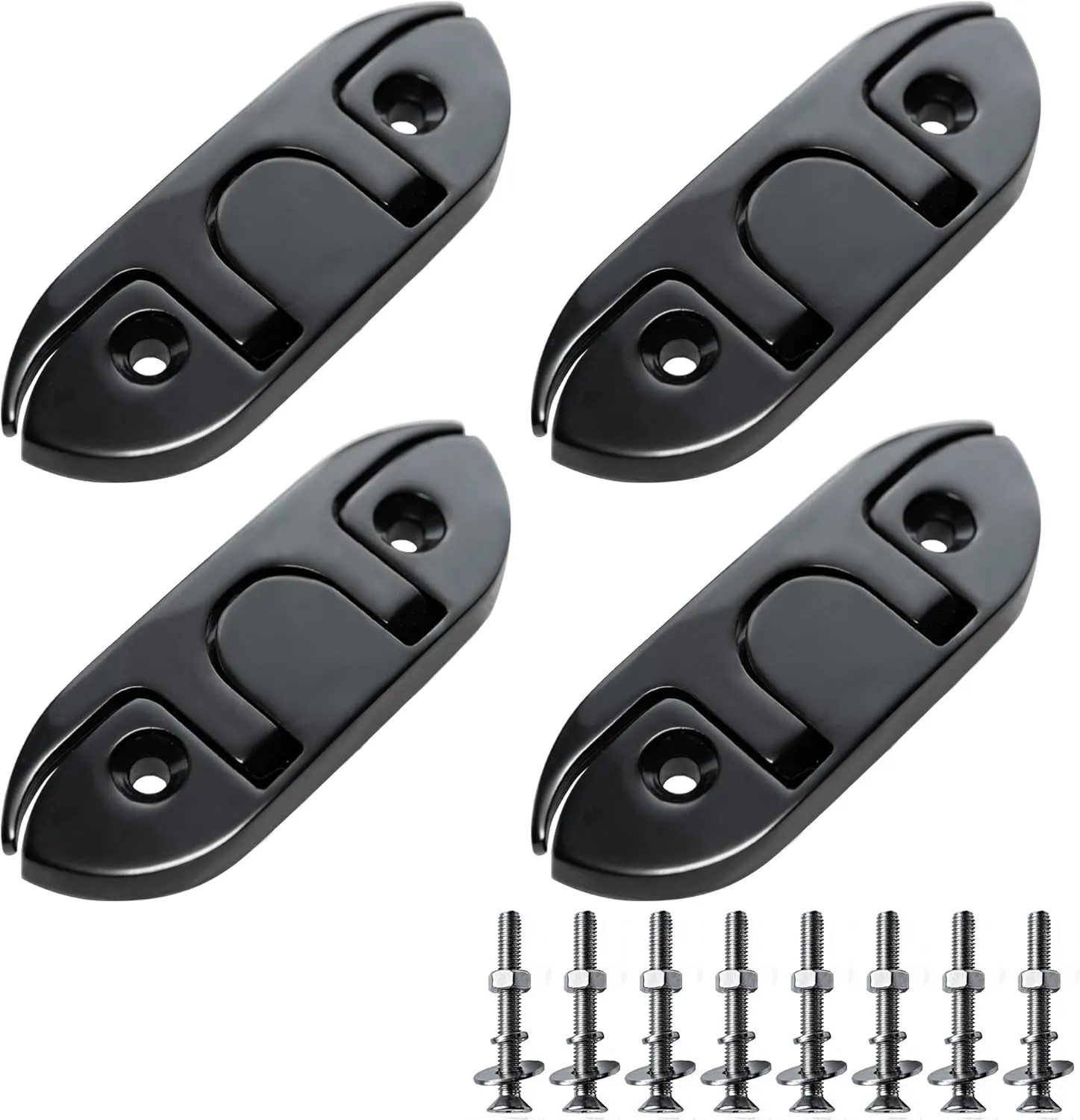 Boat Folding Cleats Black 4-1/2 inch Flip Up Boat Cleats 316 Stainless Steel Rope Cleats Marine Grade Flush Mount Boat Dock Cleats for with Installation Accessories