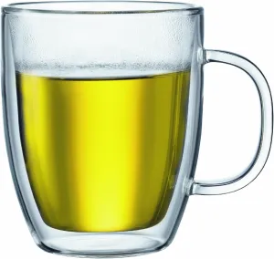 Bodum 15 oz Bistro Coffee Mug Single-Wall High Heat Borosilicate Glass, Clear