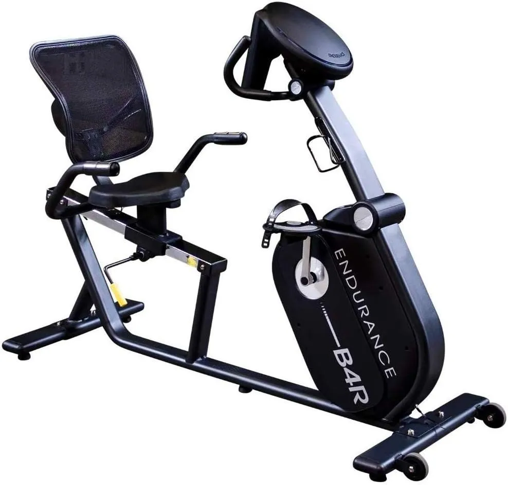 Body-Solid Endurance (B4RB) Recumbent Exercise Bike for Indoor Cycling - Comfortable Seating with Cooling Mesh, Pre-Programmed Workouts, Heart Rate Monitor, Bright LED Display