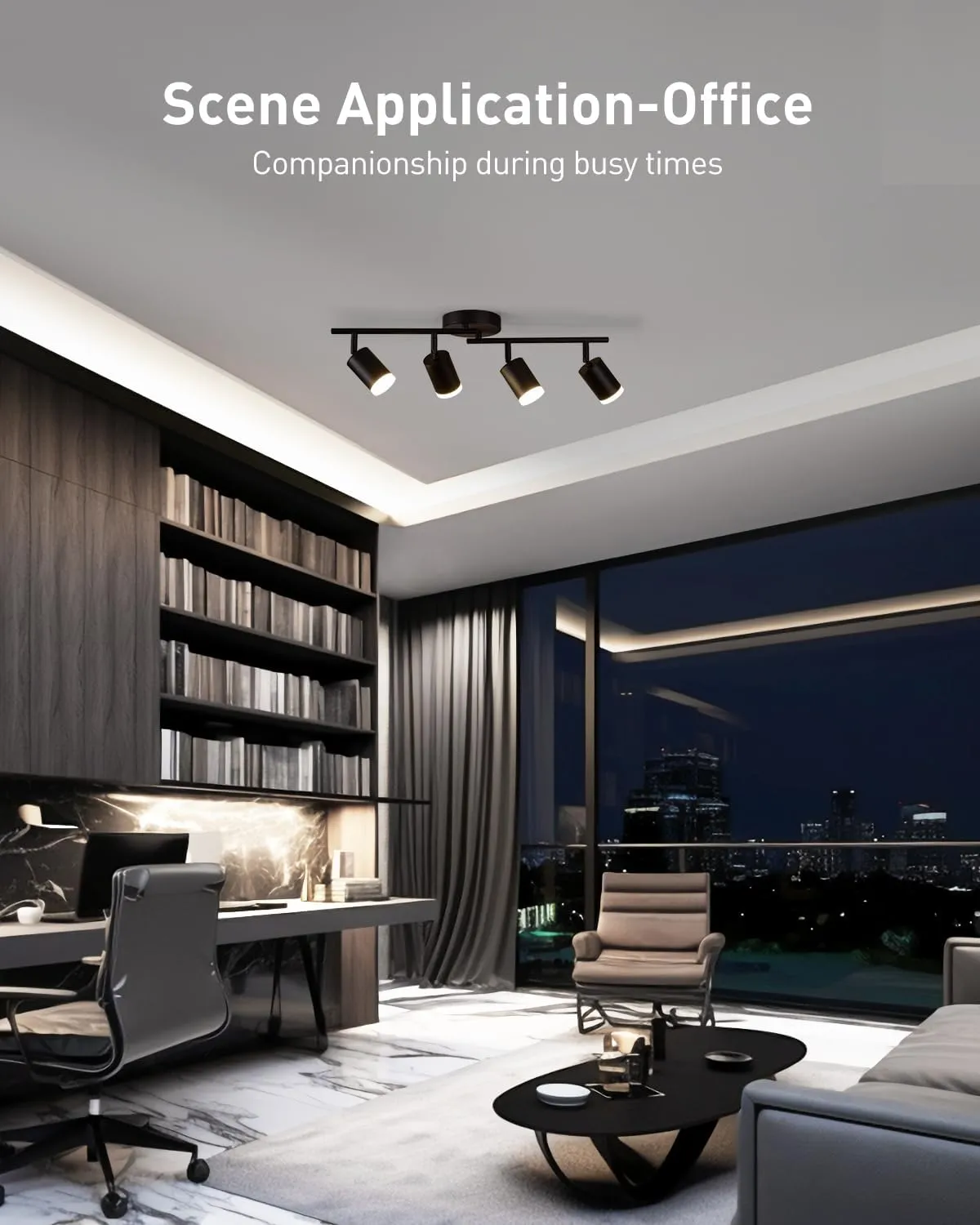Bojim Flexible Led Track Lighting, 4-Light Black Track Lighting Fixtures Ceiling, Ceiling Spotlight with Foldable Light Arms for Kitchen, Closet, Bedroom(GU10 Socket, Bulbs Not Included)