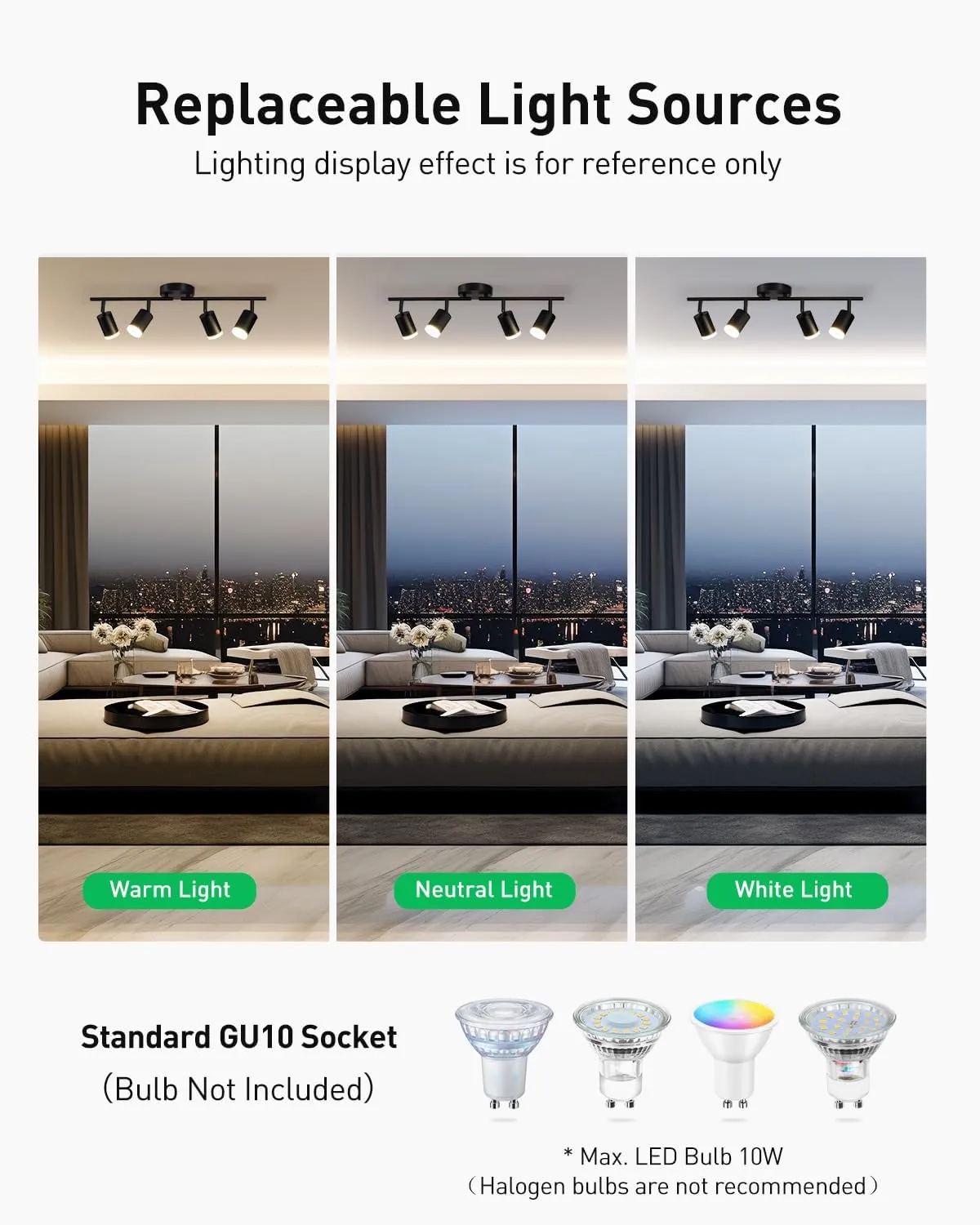 Bojim Flexible Led Track Lighting, 4-Light Black Track Lighting Fixtures Ceiling, Ceiling Spotlight with Foldable Light Arms for Kitchen, Closet, Bedroom(GU10 Socket, Bulbs Not Included)