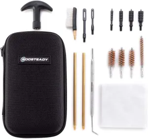 BOOSTEADY Universal Handgun Cleaning kit .22.357/.38/9mm.45 Caliber Pistol Cleaning Kit Brush Jag with Flexible Coated Cable and Empty Bottle in Zippered Case