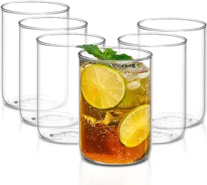 Borosil Water Glasses Set of 6, 12 Oz, BPA Free, Borosilicate Heat Resistant Glass, Modern Clear Drinking Glasses Set for Dinner Table, Odor Resistant, Dishwasher Safe, Water, Juice, Beer & Cocktails