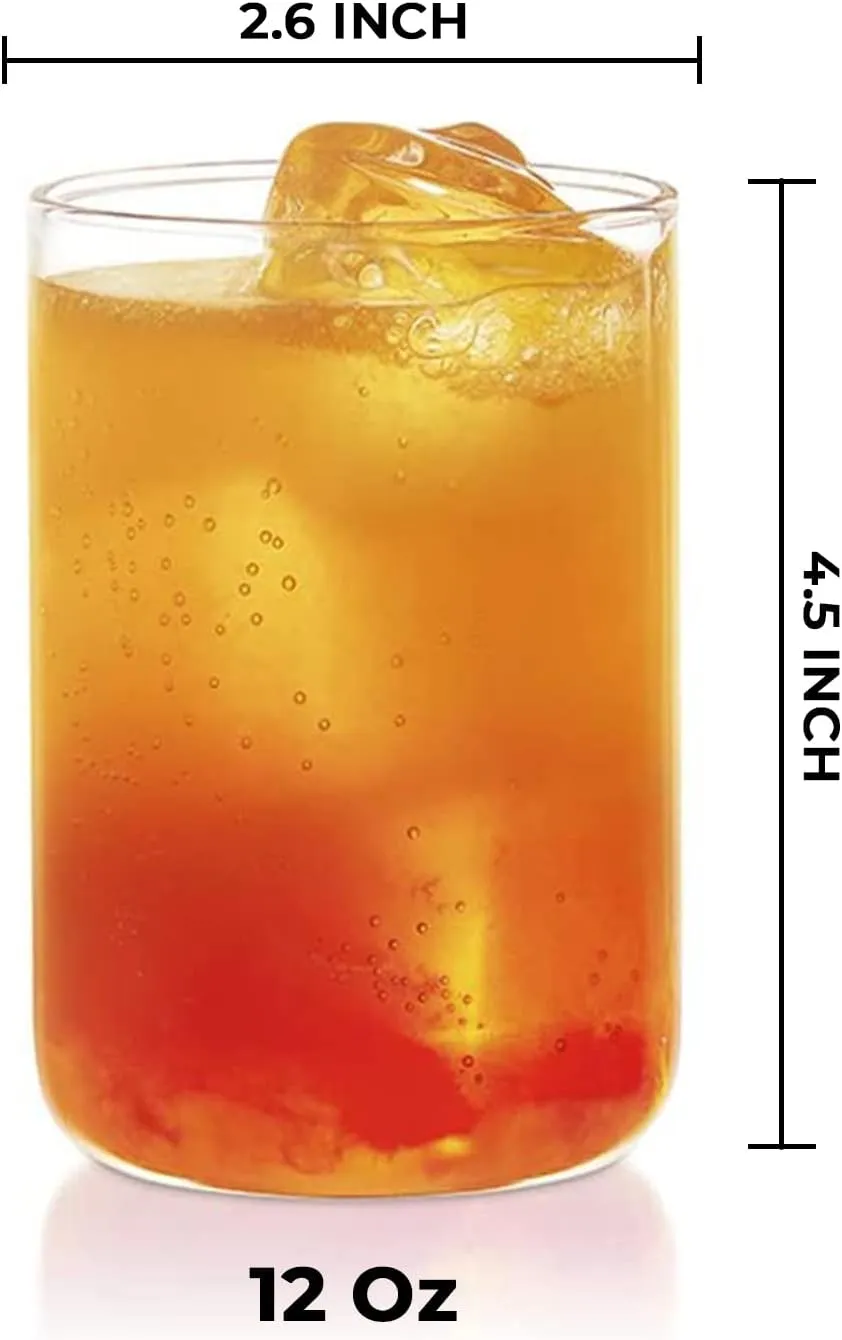 Borosil Water Glasses Set of 6, 12 Oz, BPA Free, Borosilicate Heat Resistant Glass, Modern Clear Drinking Glasses Set for Dinner Table, Odor Resistant, Dishwasher Safe, Water, Juice, Beer & Cocktails