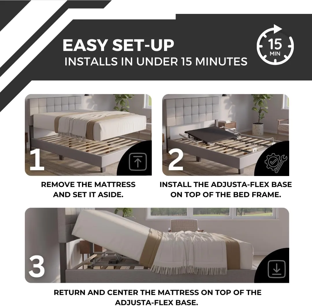 Boyd Sleep Queen Adjustable Bed Kit – Turn Your Mattress & Frame Into Heads-Up Adjustable Base with Powerful Motor, Wireless Remote, Head Incline, Easy Assembly, Zero Clearance Design
