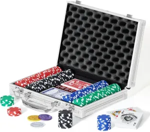 Boyzhood Poker Chips,200Pcs Poker Set with Aluminum Travel Case,11.5 Gram Poker Chips Set for Texas Holdem Blackjack Gambling