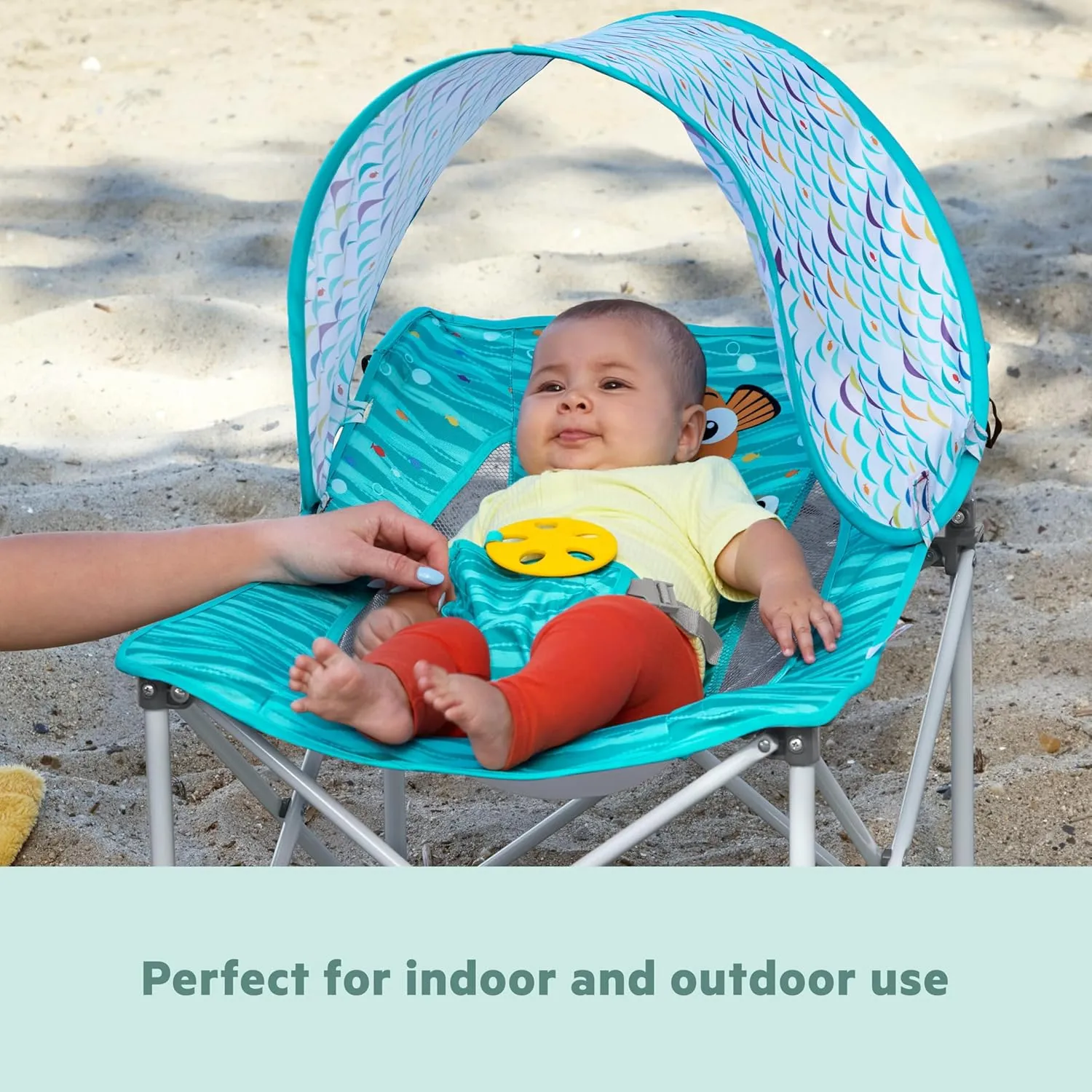 Bright Starts Disney Finding Nemo Pop 'N Chill Travel Seat, Indoor/Outdoor Use, Infant Seat with UPF 50  Canopy, Blue, Ages 0-6 Months