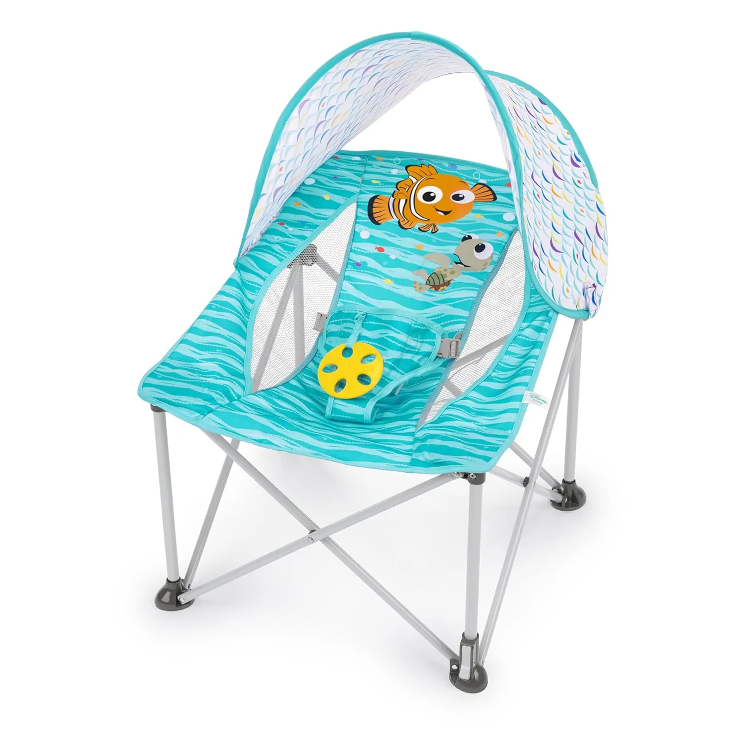 Bright Starts Disney Finding Nemo Pop 'N Chill Travel Seat, Indoor/Outdoor Use, Infant Seat with UPF 50  Canopy, Blue, Ages 0-6 Months
