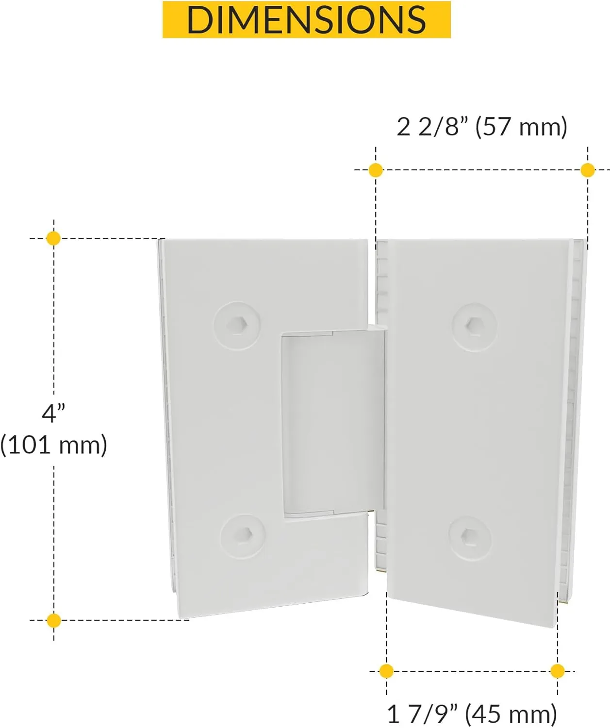 Brixwell H-M135GTG-W Maxum Series Glass to Glass Mount Shower Door Hinge 135 Degree Gloss White