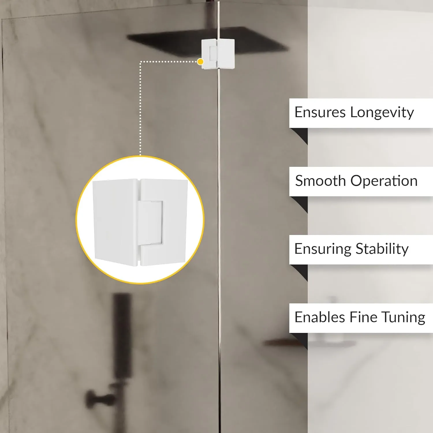 Brixwell H-M135GTG-W Maxum Series Glass to Glass Mount Shower Door Hinge 135 Degree Gloss White