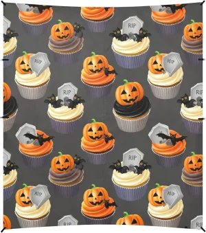 Burbuja Halloween Themed Cupcakes Beach Canopy Windproof Beach Tent Sun Shade with 4 Sandbags & Sand Shovel, Portable Sun Shelter for Family Camping Picnic