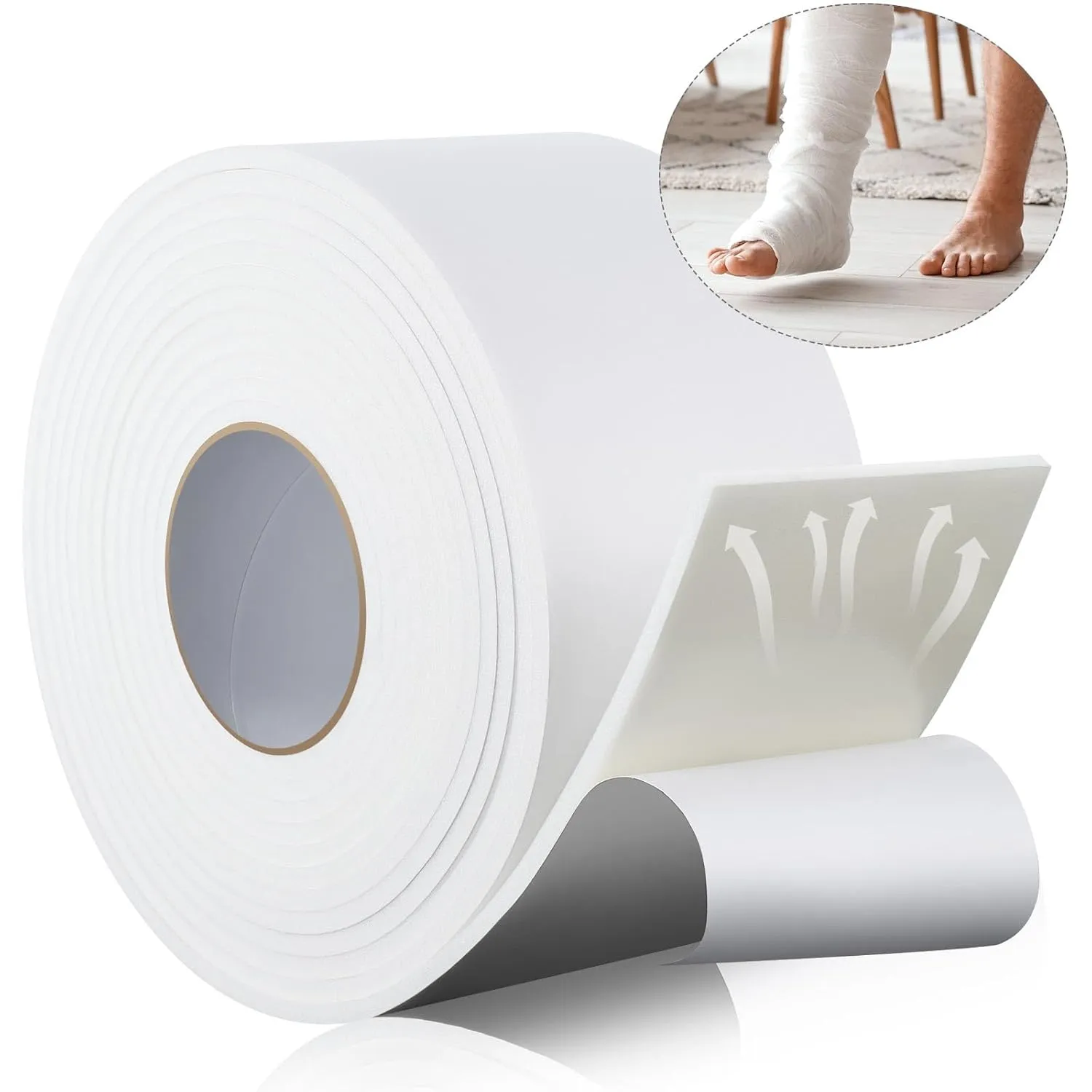 Buryeah 1/4" x 4" x 6 Yard Foam Adhesive Cast Padding Medical Foam with Adhesive Back for Sports Injured Areas, Ball of Foot Cushion, Blister Pads, Foot Pain, Splints and Casts Pad
