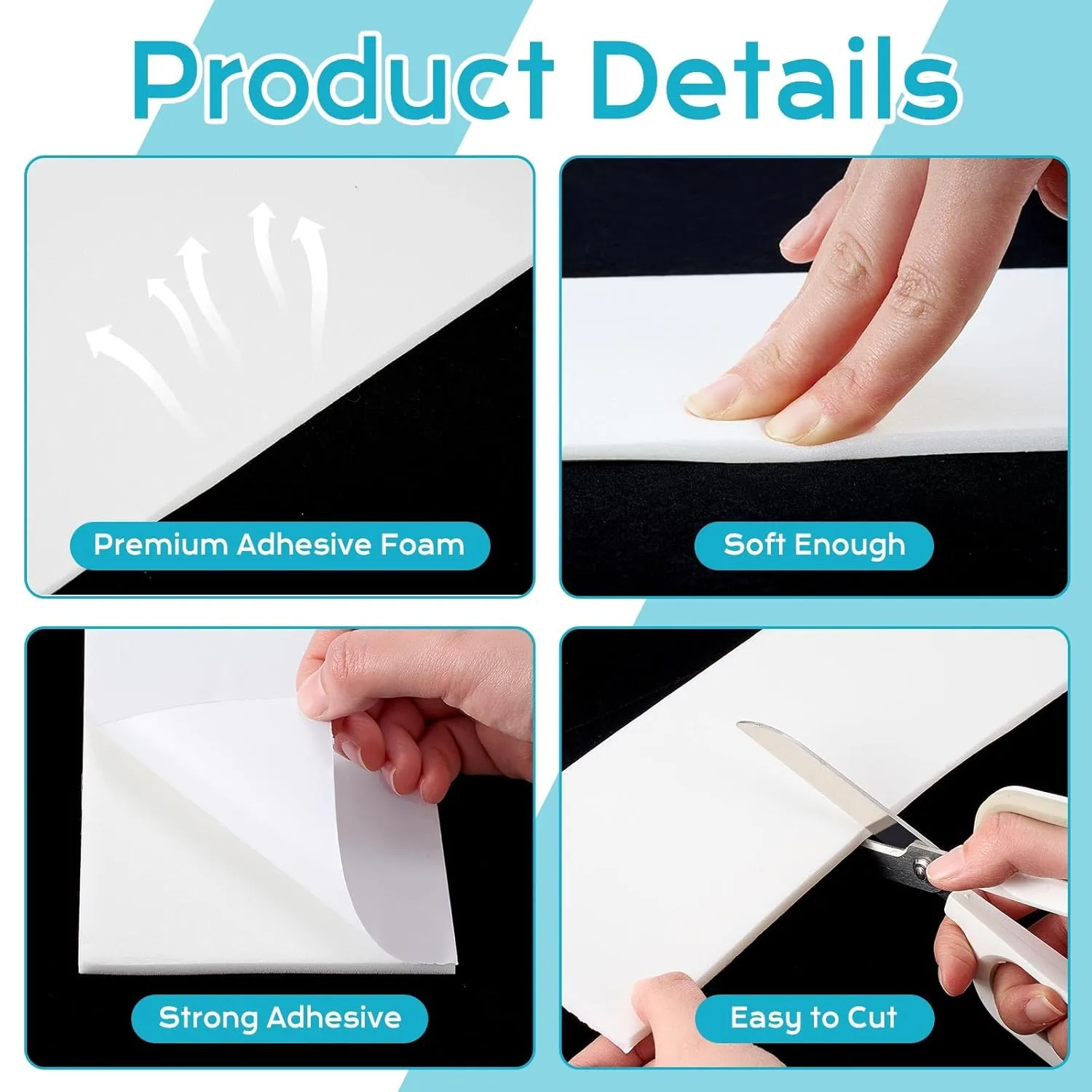Buryeah 1/4" x 4" x 6 Yard Foam Adhesive Cast Padding Medical Foam with Adhesive Back for Sports Injured Areas, Ball of Foot Cushion, Blister Pads, Foot Pain, Splints and Casts Pad