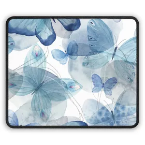 Butterfly Bliss Gaming Mouse Pad - Elegant Blue Floral Design