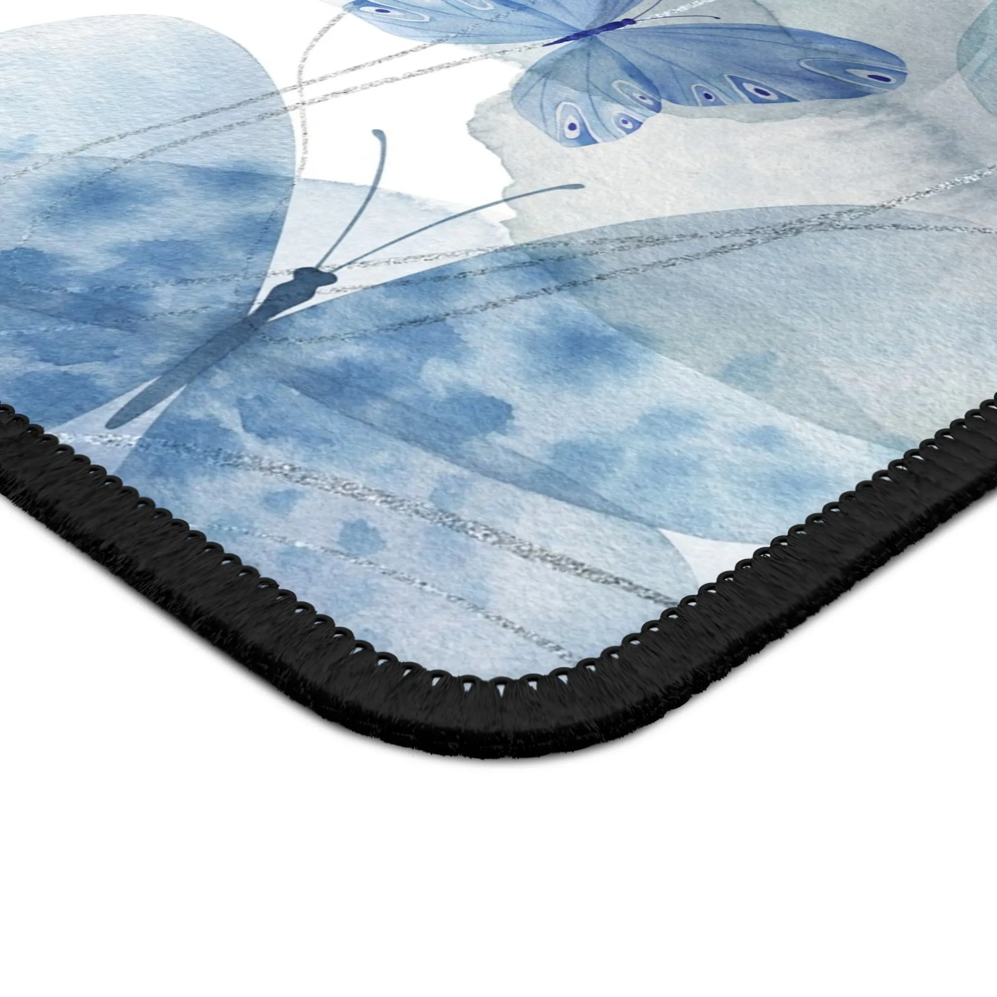 Butterfly Bliss Gaming Mouse Pad - Elegant Blue Floral Design
