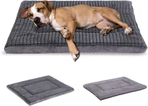 BVAGSS Reversible Dog Crate Pad & Mat, Memory Foam Cushion for Small/Medium Dogs - Washable Kennel Bed (42''x28''x1.6'', Light Grey)