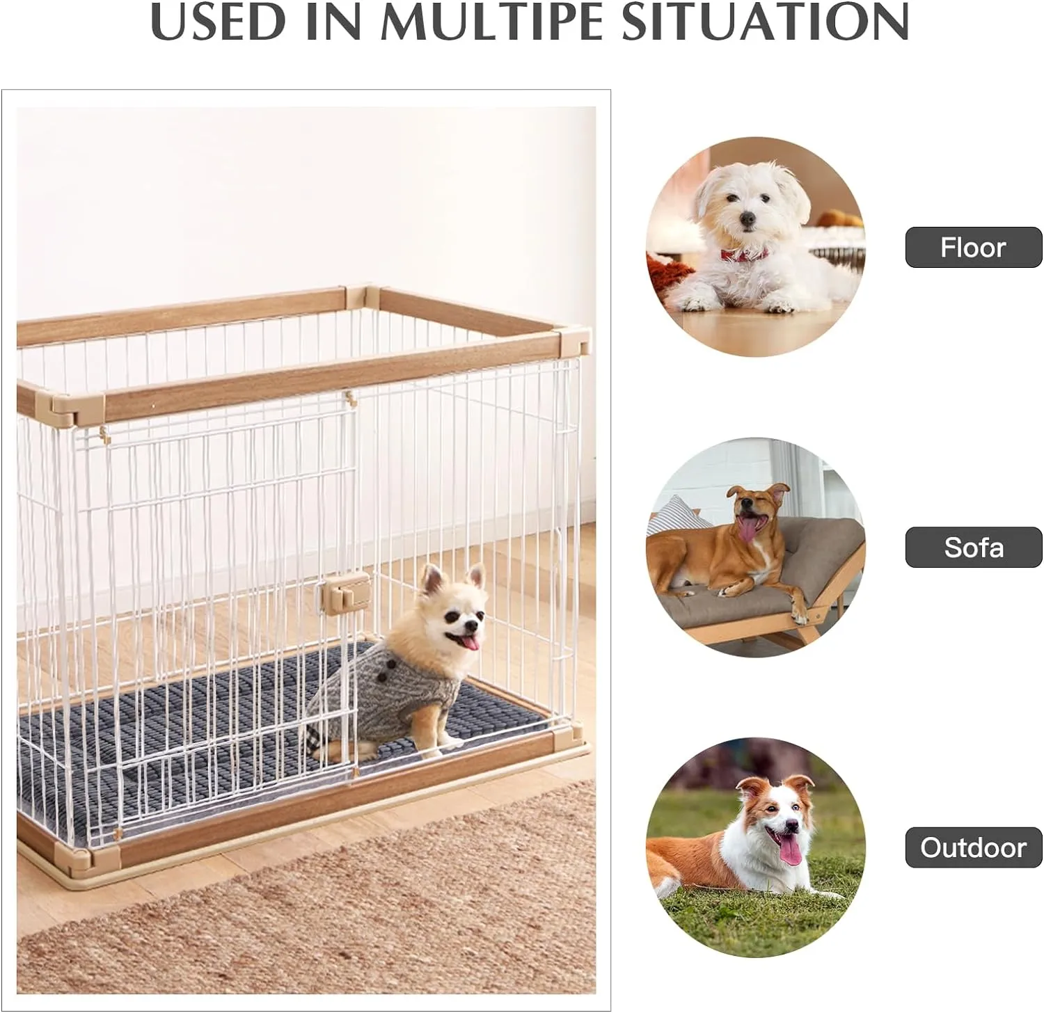 BVAGSS Reversible Dog Crate Pad & Mat, Memory Foam Cushion for Small/Medium Dogs - Washable Kennel Bed (42''x28''x1.6'', Light Grey)
