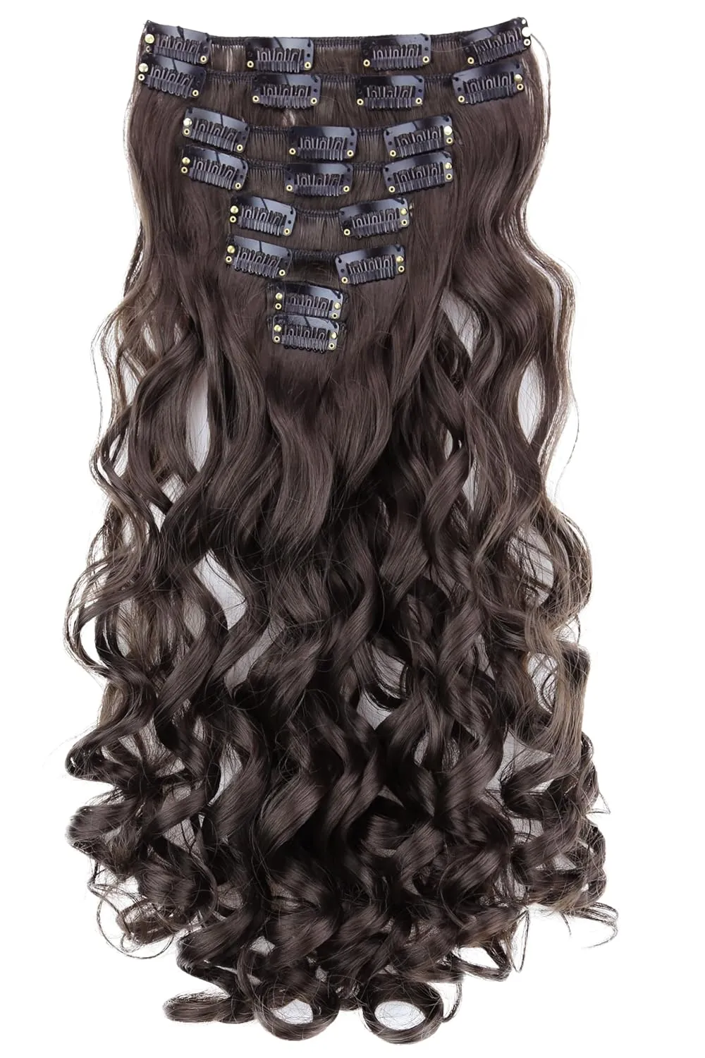 CAISHA XXL 14" 8 Pieces Set Clip In Extensions Hair Extension Hairpiece Voluminous Wavy Brunette CES104-1