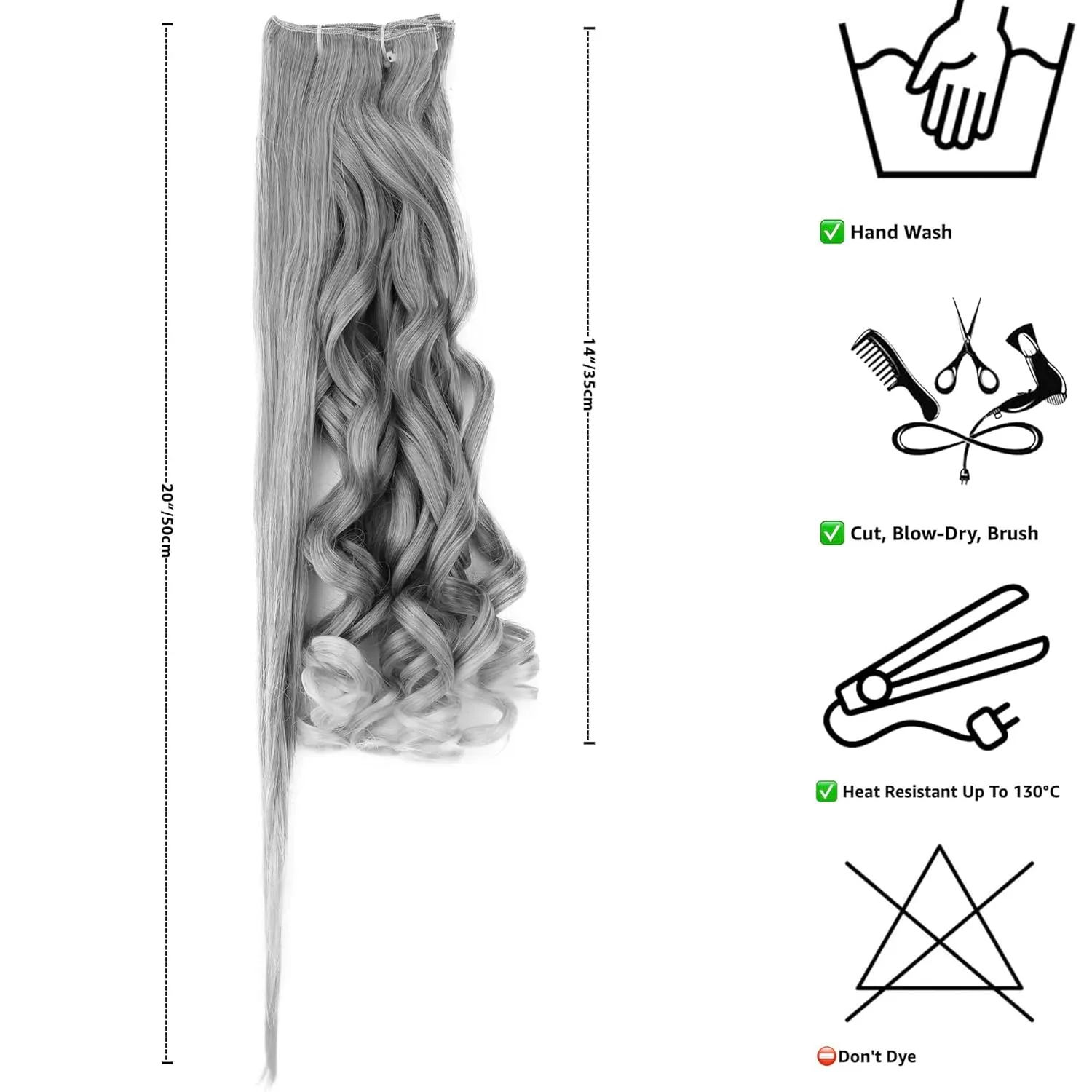 CAISHA XXL 14" 8 Pieces Set Clip In Extensions Hair Extension Hairpiece Voluminous Wavy Brunette CES104-1