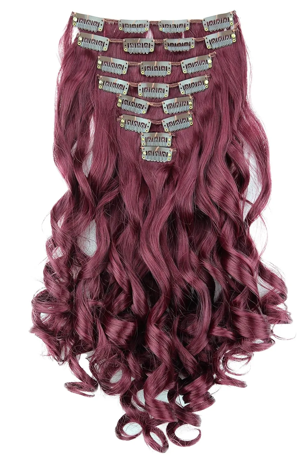 CAISHA XXL 14" 8 Pieces Set Clip In Extensions Hair Extension Hairpiece Voluminous Wavy Burgundy CES117-1