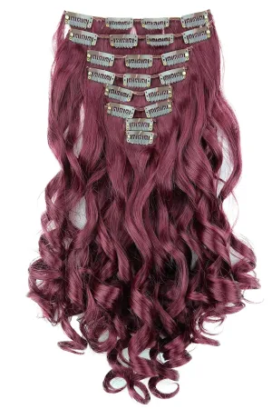 CAISHA XXL 14" 8 Pieces Set Clip In Extensions Hair Extension Hairpiece Voluminous Wavy Burgundy CES117-1