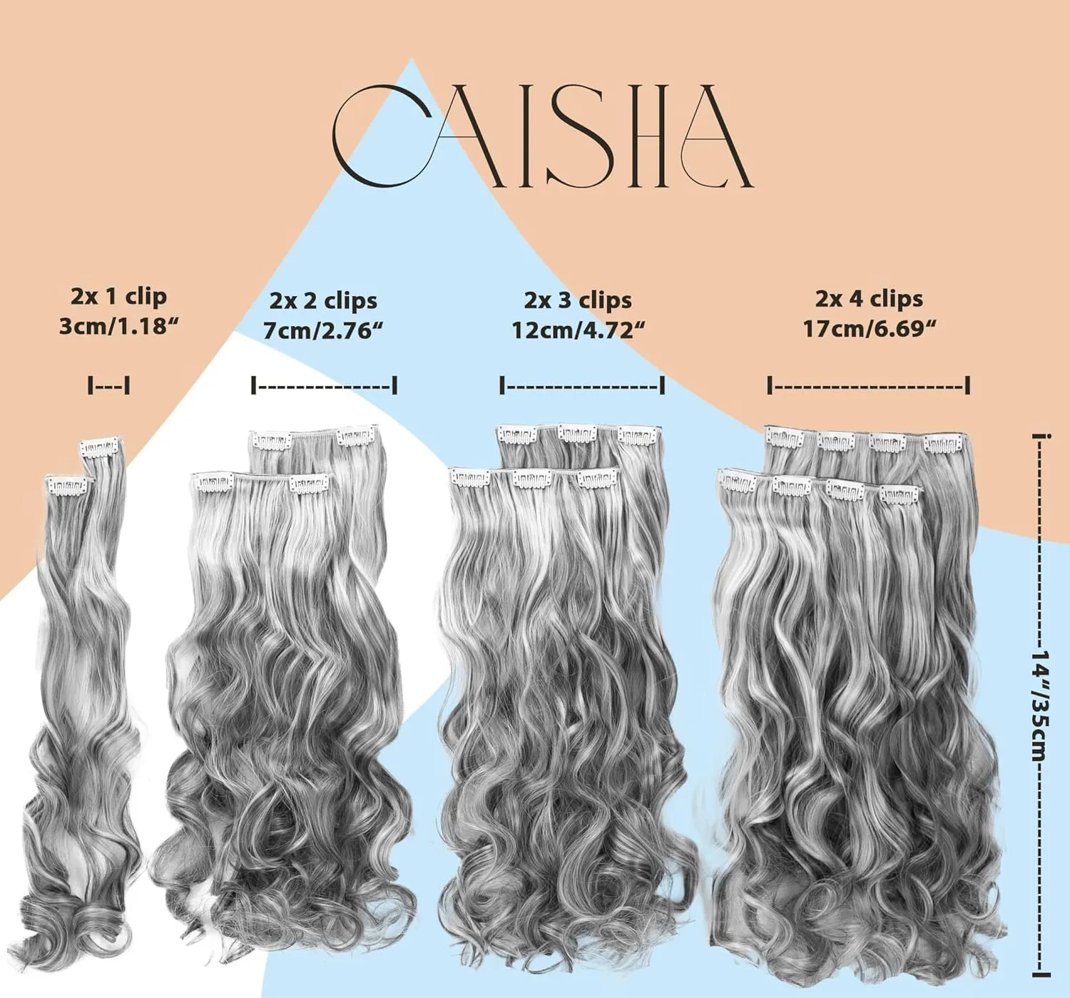 CAISHA XXL 14" 8 Pieces Set Clip In Extensions Hair Extension Hairpiece Voluminous Wavy Chocolate Brown CES103-1