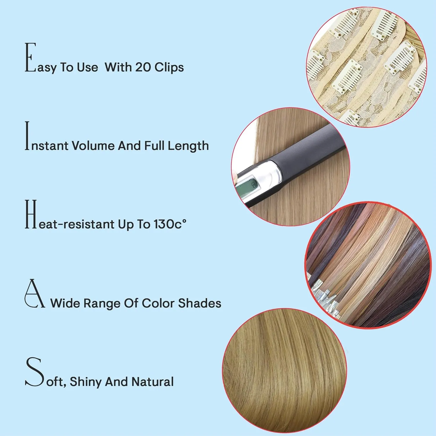 CAISHA XXL 24" 8 Pieces Set Clip In Extensions Hair Extension Hairpiece Straight Blonde Mix CES14