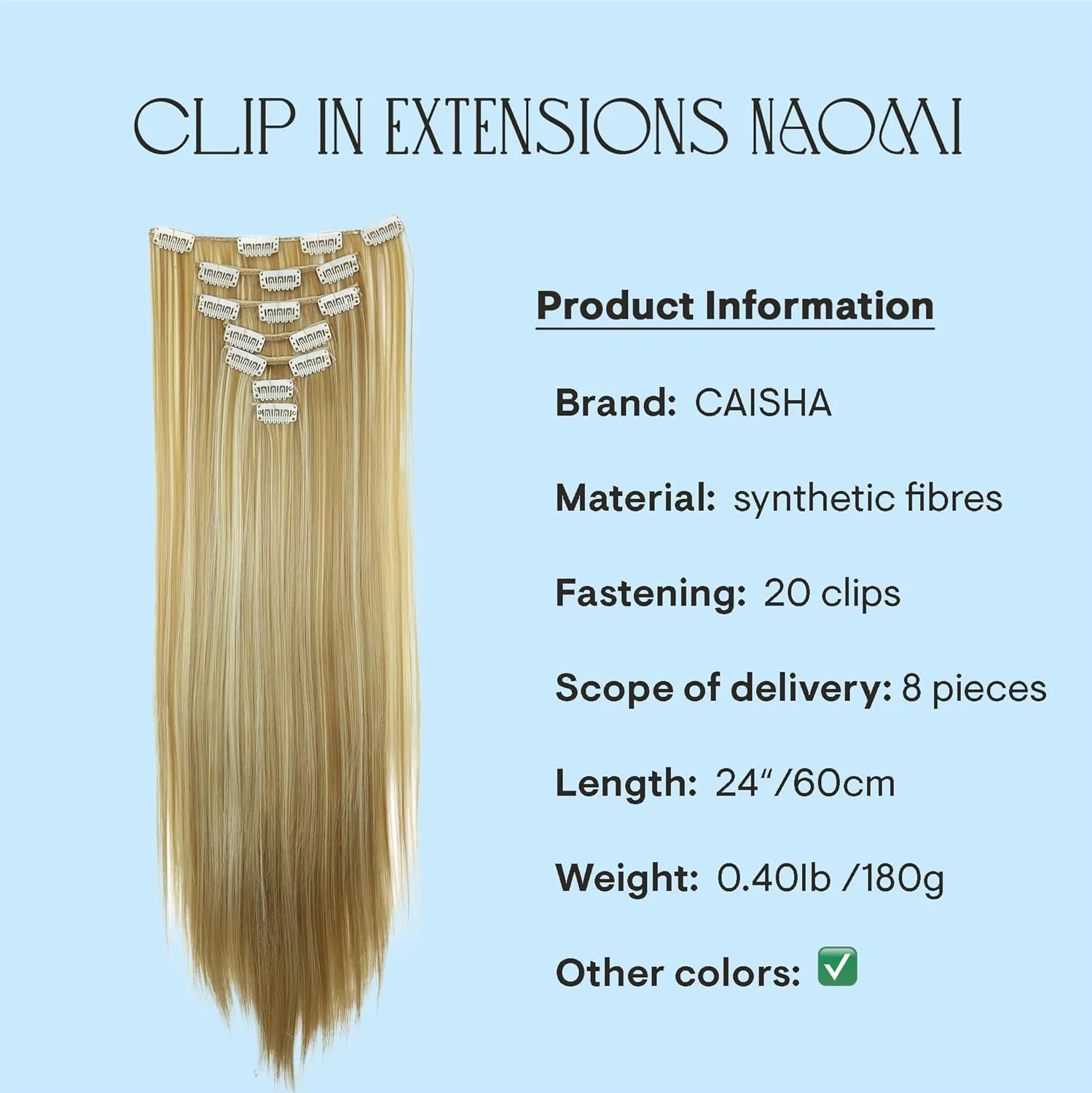 CAISHA XXL 24" 8 Pieces Set Clip In Extensions Hair Extension Hairpiece Straight Blonde Mix CES14