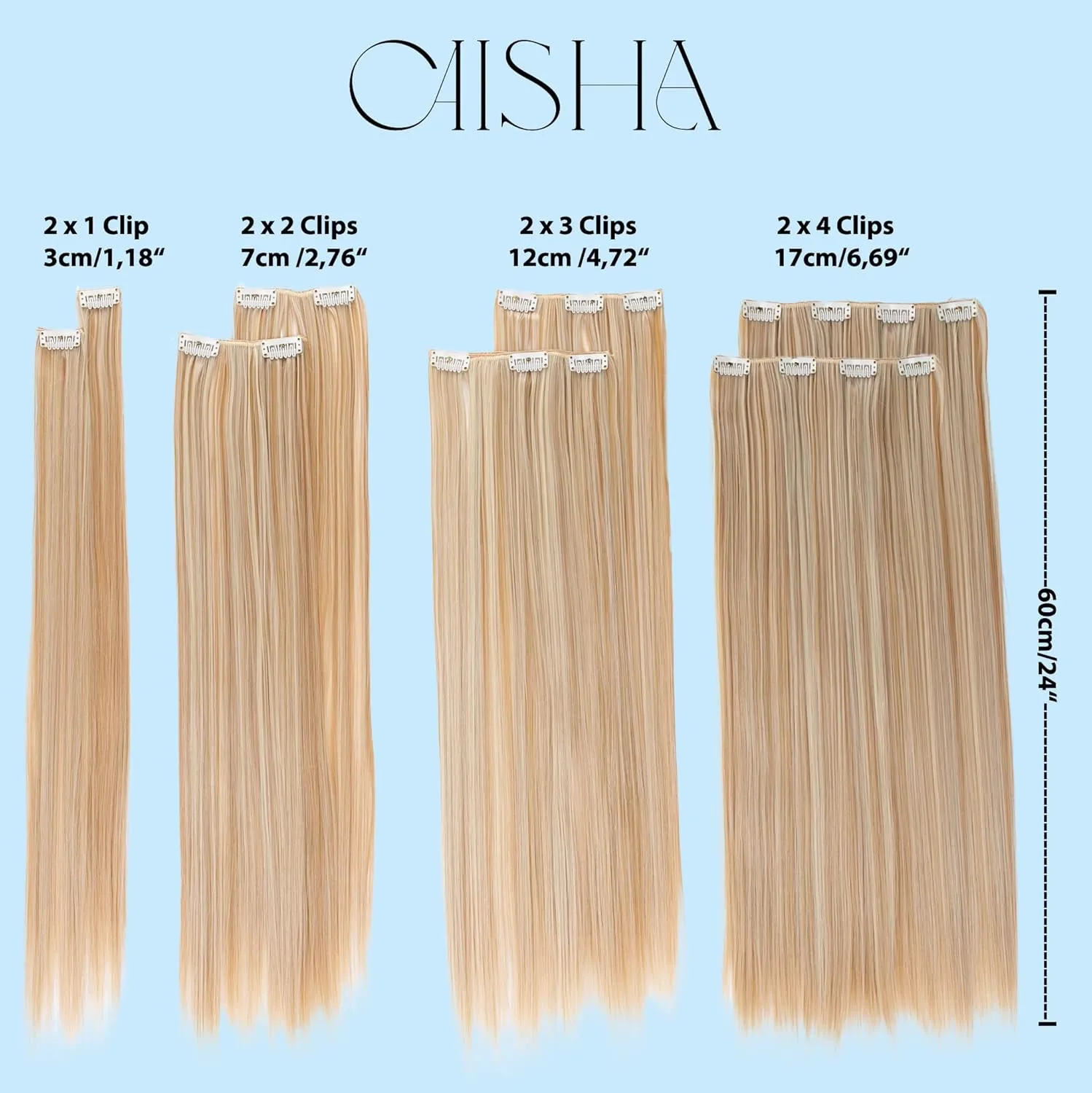 CAISHA XXL 24" 8 Pieces Set Clip In Extensions Hair Extension Hairpiece Straight Blonde Mix CES14