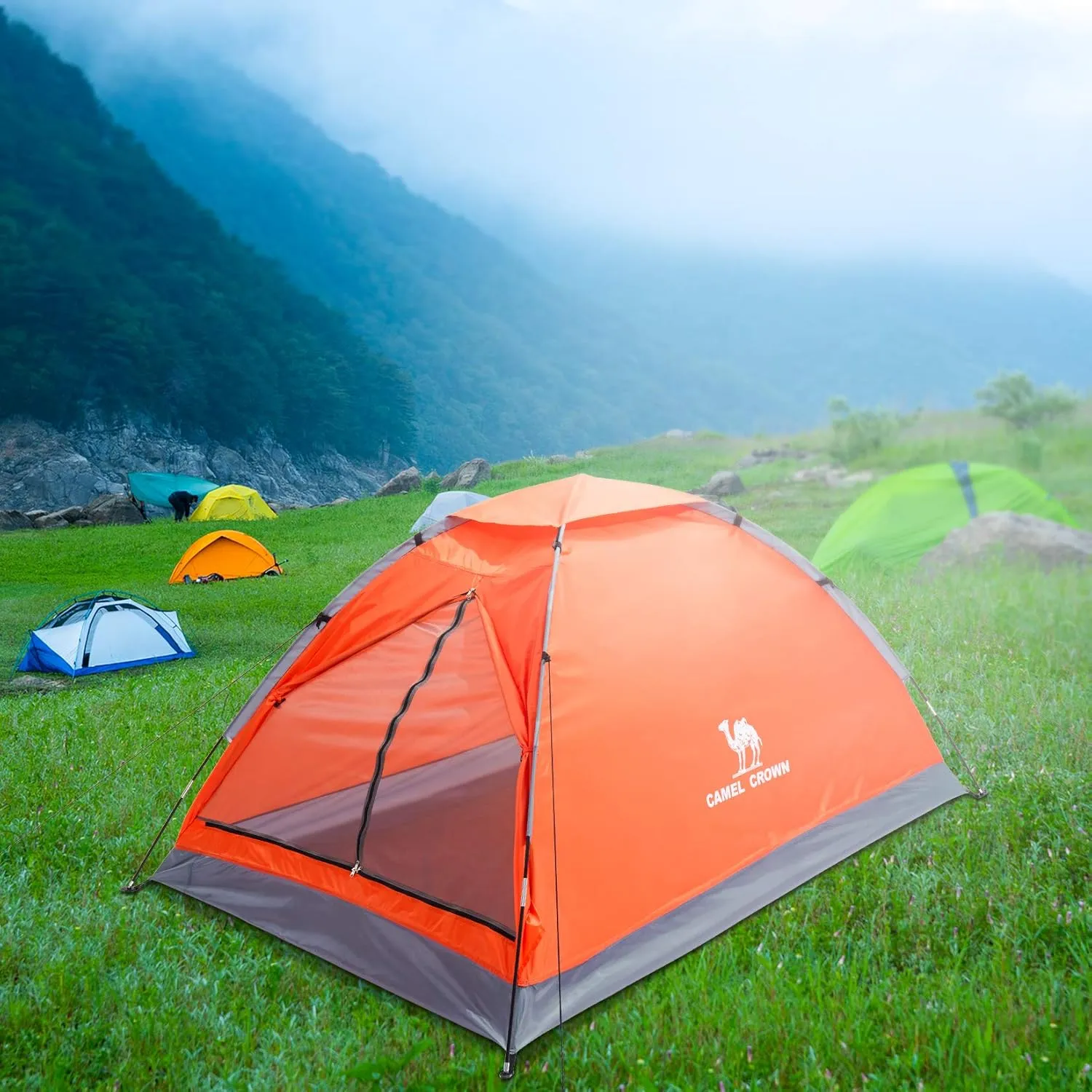 CAMEL CROWN Tents for Camping 2/3/4/5 Person Camping Dome Tent, Waterproof,Spacious, Lightweight Portable Backpacking Tent for Outdoor Camping/Hiking