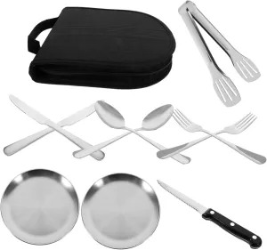 Camping Cutlery 10 Piece Stainless Steel Silverware Forks Knives Spoons Western Food Tableware