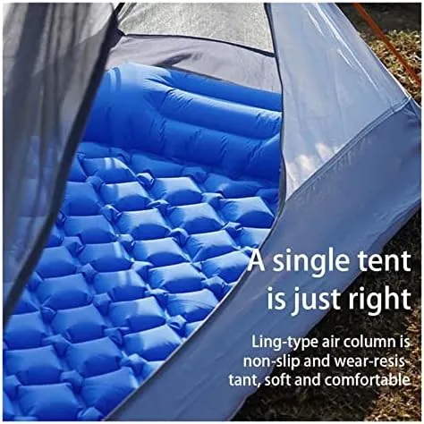 Camping Inflatable Sleeping Pad TPU Ultra-Light Press Air Moisture-Proof Pad Inflatable Mattress with Pillow (B 190x60cm)
