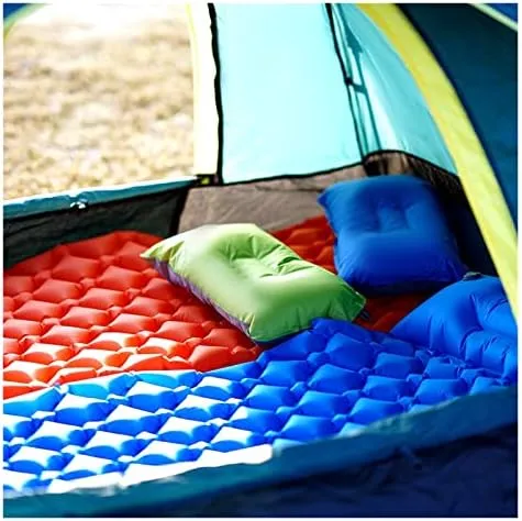 Camping Inflatable Sleeping Pad TPU Ultra-Light Press Air Moisture-Proof Pad Inflatable Mattress with Pillow (B 190x60cm)