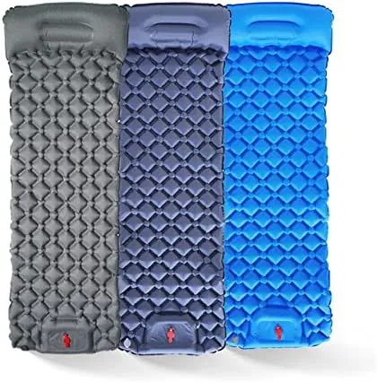 Camping Inflatable Sleeping Pad TPU Ultra-Light Press Air Moisture-Proof Pad Inflatable Mattress with Pillow (B 190x60cm)
